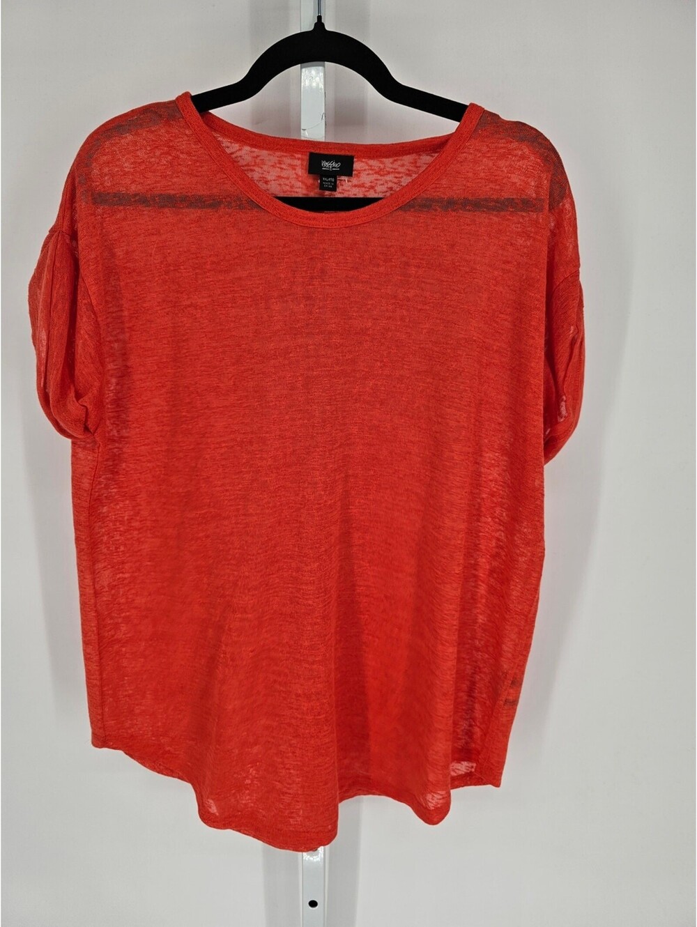 Massimo Womens Orange Short Sleeve Round Neck Light Weight Pullover Top Size XXL